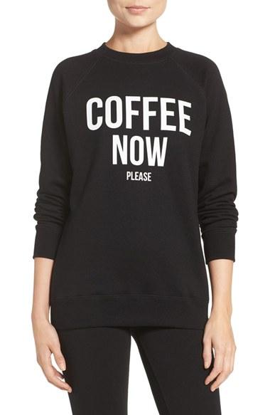 Women's Brunette 'coffee Now' Crewneck Sweatshirt /small - Black