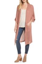 Women's Caslon Long Textured Knit Kimono Cardigan - Pink