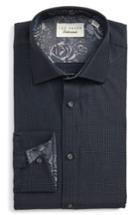 Men's Ted Baker London Endurance Trim Fit Dot Dress Shirt - 34/35 - Blue