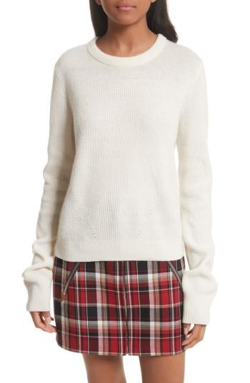 Women's Rag & Bone Ace Cashmere Crop Sweater, Size - Ivory