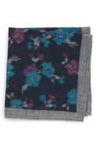 Men's Ted Baker London Floral Wool Pocket Square, Size - Blue