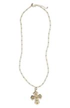 Women's Canvas Jewelry Imitation Pearl Cross Pendant Necklace