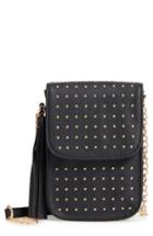 Amici Accessories Studded Faux Leather Phone Crossbody Bag - Black