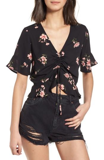 Women's Lydelle Ruched Crop Top - Black