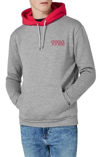 Men's Topman 1996 Contrast Hoodie, Size - Grey