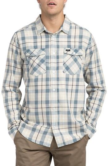 Men's Rvca Treets Plaid Flannel Shirt - Grey