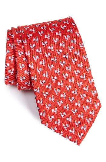 Men's Salvatore Ferragamo Rooster Print Silk Tie, Size - Red