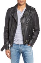 Men's Schott Nyc Hand Vintaged Cowhide Leather Motocycle Jacket, Size - Black