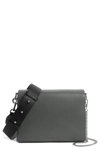 Allsaints Zep Lambskin Leather Box Bag - Grey