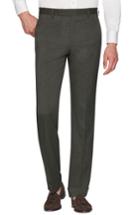 Men's Zanella Devon Flat Front Stretch Solid Wool Trousers - Green