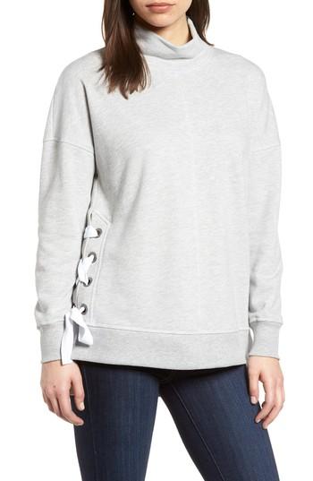 Women's Gibson Side Tie High Neck Sweatshirt - Grey
