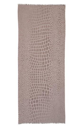 Women's Max Mara Crocodile Print Wool & Modal Scarf, Size - Grey