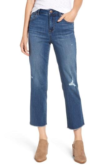 Women's 1822 Denim Distressed Crop Straight Leg Jeans - Blue