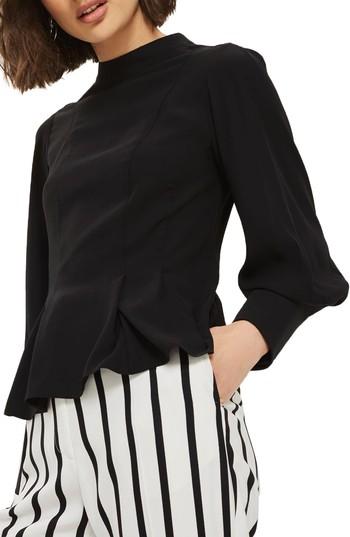 Women's Topshop Tuck Waist Blouse Us (fits Like 0-2) - Black