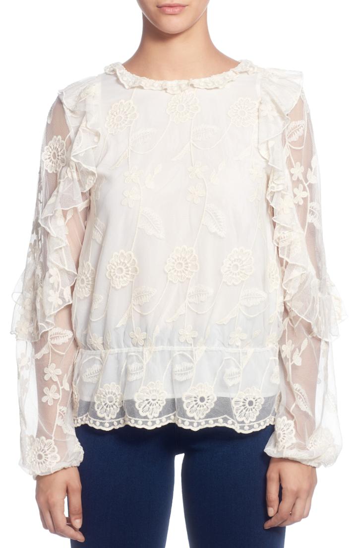 Women's Catherine Catherine Malandrino Embroidered Chambray Top