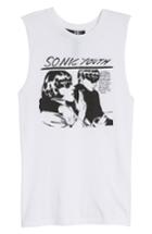 Women's Topshop By And Finally Sonic Youth Graphic Tank Us (fits Like 2-4) - White