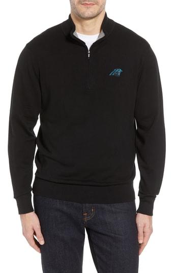 Men's Cutter & Buck Carolina Panthers - Lakemont Fit Quarter Zip Sweater