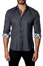 Men's Jared Lang Slim Fit Print Sport Shirt - Grey