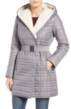 Women's Kenneth Cole New York Faux Shearling Lined Puffer Coat - Grey