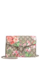Women's Gucci Blooms Gg Supreme Canvas Wallet On A Chain - Beige