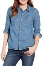Women's Lucky Brand Chambray Western Shirt - Blue