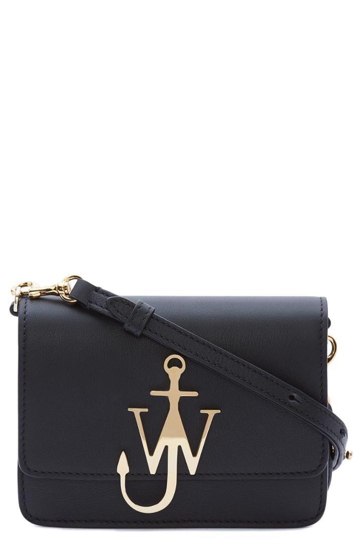 Jw Anderson Logo Leather Crossbody Bag - Black