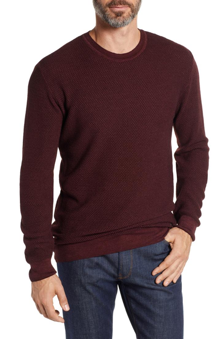 Men's Stone Rose Honeycomb Trim Fit Wool Sweater - Red