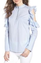 Women's Chelsea28 Cutout Ruffle Poplin Top, Size - Blue