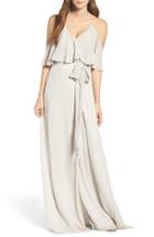 Women's Ceremony By Joanna August Cold Shoulder Tie Waist Halter Gown