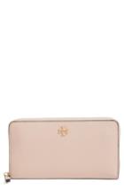 Women's Tory Burch Frida Zip Around Leather Wallet - Beige