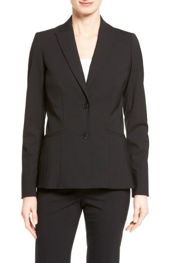 Women's Lafayette 148 New York 'rhonda' Stretch Wool Jacket - Black