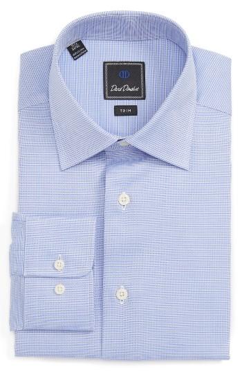 Men's David Donahue Trim Fit Check Dress Shirt .5 - 32/33 - Blue