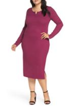 Women's Bp. Ribbed Henley Midi Dress