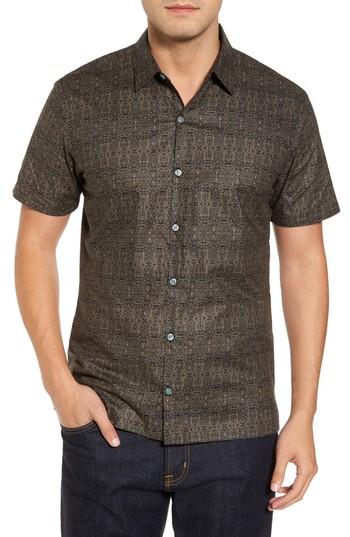 Men's Tori Richard Filigree Slim Fit Camp Shirt, Size - Black
