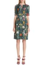 Women's Oscar De La Renta Floral Harvest Cloque Dress - Green