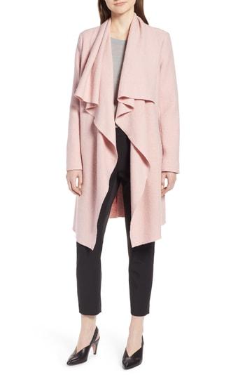 Women's Halogen Boiled Wool Blend Drape Front Coat - Pink