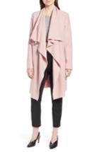 Women's Halogen Boiled Wool Blend Drape Front Coat - Pink