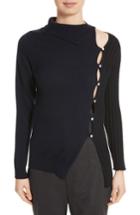Women's Jacquemus Asymmetrical Button Front Turtleneck Sweater Us / 34 Fr - Blue