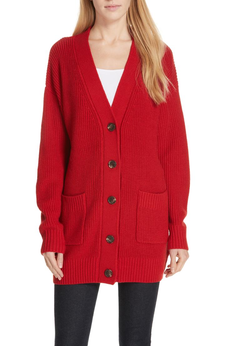 Women's Nicholas Wool Blend Long Cardigan - Red