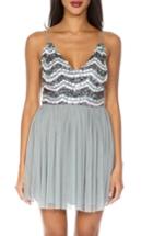 Women's Lace & Beads Amika Sequin & Mesh Party Dress - Grey