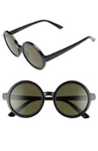 Women's Electric Lunar 51mm Round Polarized Sunglasses - Gloss Black/ Grey Polar