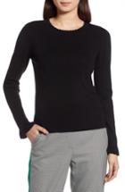 Women's Halogen Scallop Trim Sweater - Black
