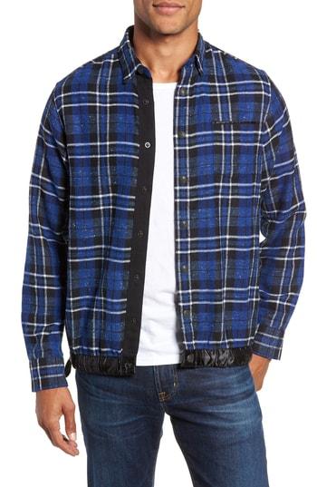 Men's Good Man Brand Slim Fit Tartan Shirt Jacket - Blue