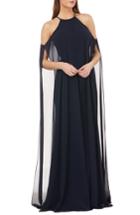Women's Carmen Marc Valvo Infusion Split Chiffon Halter Gown - Blue