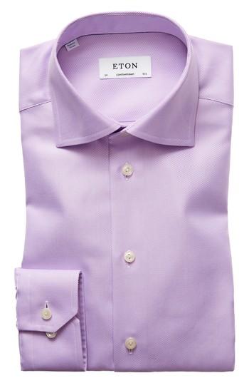 Men's Eton Contemporary Fit Cavalry Twill Dress Shirt - Purple