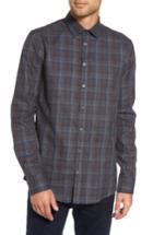 Men's Sand Trim Fit Plaid Sport Shirt - Brown