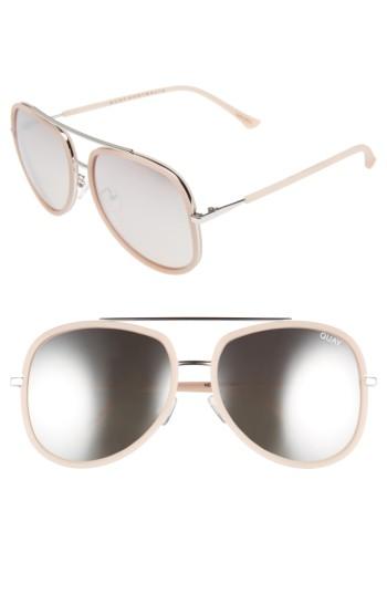 Women's Quay Australia 'needing Fame' 65mm Aviator Sunglasses - Pink/ Silver