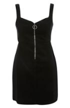 Women's Topshop Corduroy Pinafore Minidress Us (fits Like 14) - Black