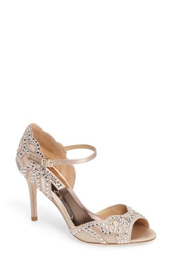 Women's Badgley Mischka Belinda Ankle Strap Pump M - Beige