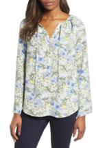 Women's Chaus Floral Skies Tie Neck Blouse - Blue